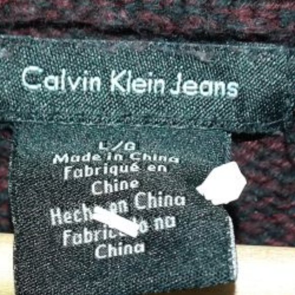 Calvin Klein Mens L Maroon Half Zip kint Sweater - Picture 2 of 3